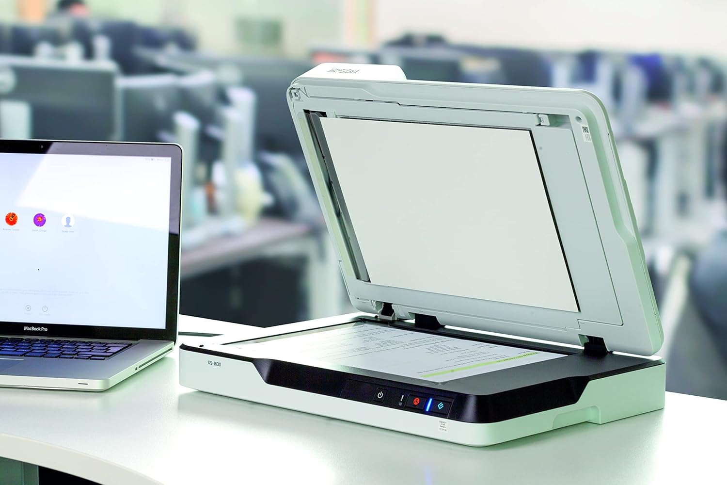 Epson WorkForce DS-1630 DIN A4 Dokumentenscanner (Scanner, kleine Standfläche, Dokumenteneinzug, Duplex, Drei-Pass, 600dpi, USB 3.0)