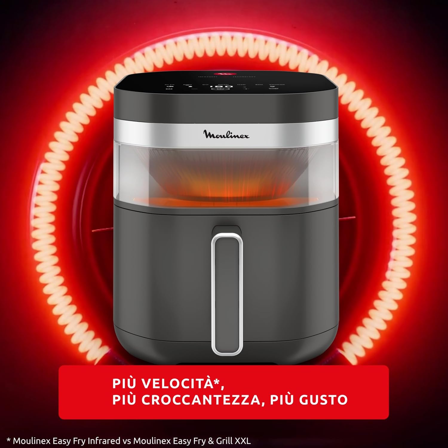 Moulinex Easy Fry Infrared, Friggitrice ad Aria 7L, Coal Grey, EZ832H