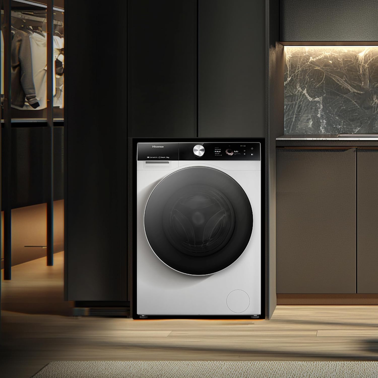 Hisense WFVB7012EM Front Load Washing Machine 7 kg 1200 rpm 15 Programs Steam LED Display Rapid Program Delay Start Child Lock