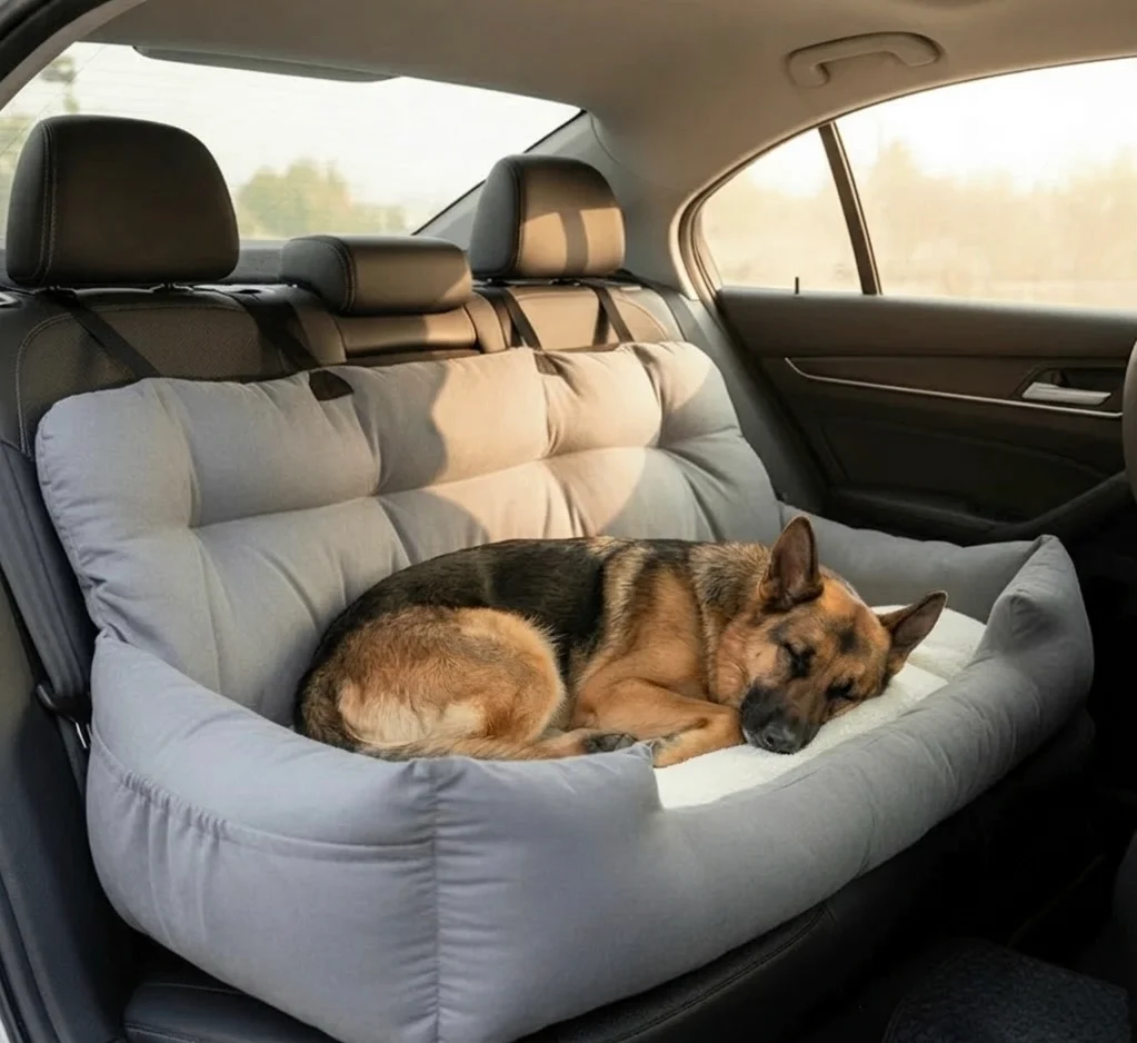 Adjustable Dog Car Seat �C Soft Cotton Interior & Safety Straps