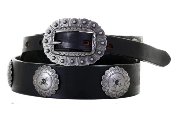 Double J Saddlery - Black Leather Concho Belt