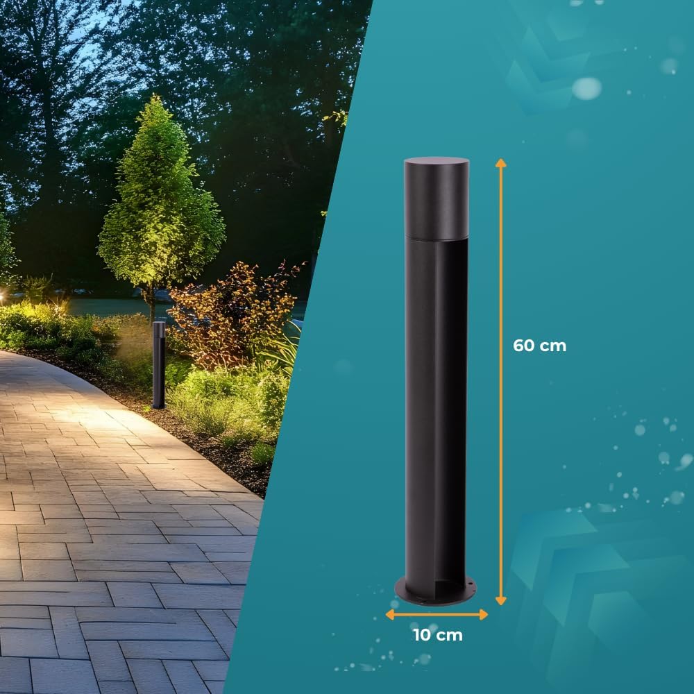 LUXULA 4er Set Wegeleuchte Außen mit Bodenplatte und Erdspieß, GU10 Fassung, Aluminium, 60cm Höhe - LED Außenleuchte IP44 Pollerleuchte Garten Terrasse