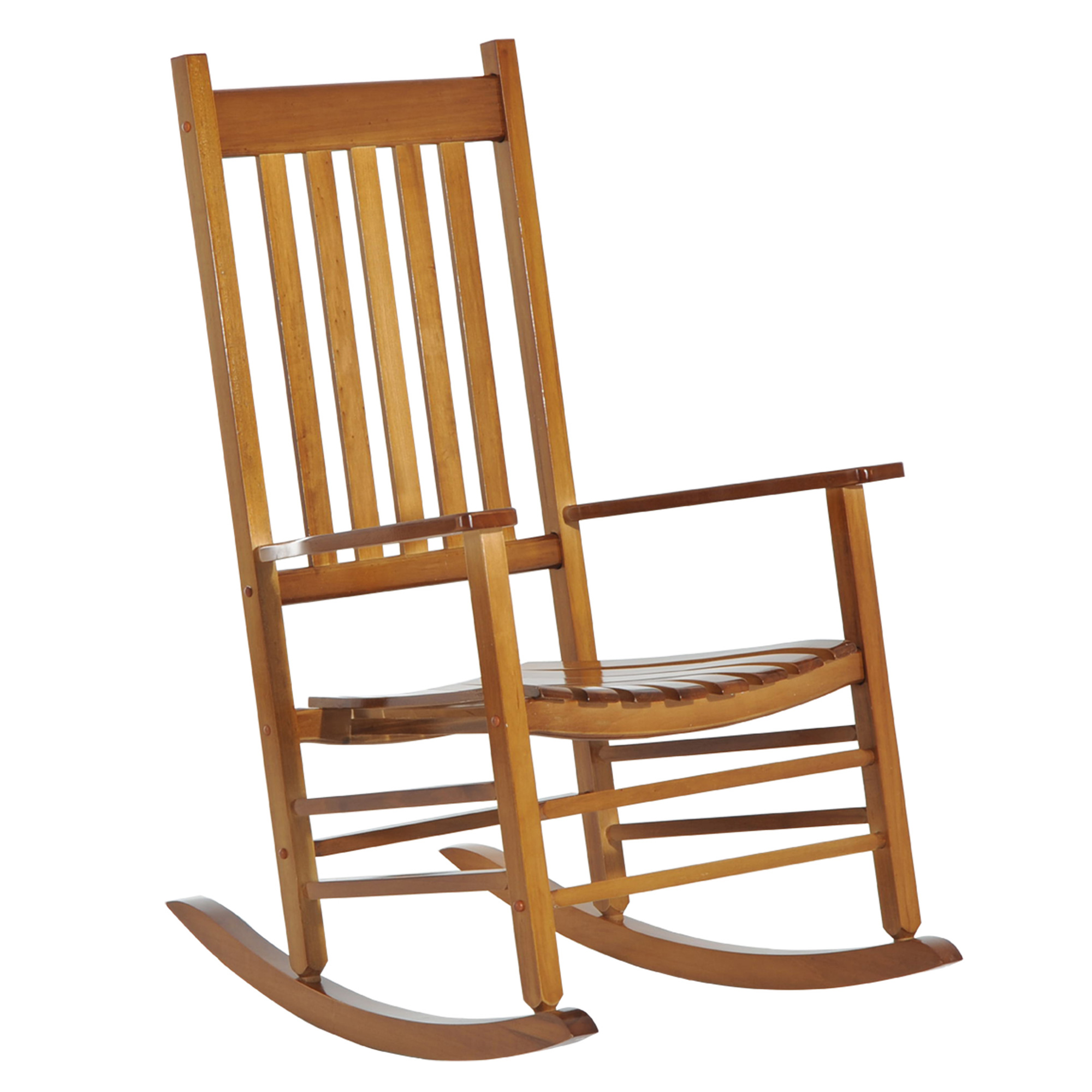 Outsunny Schaukelstuhl aus Holz mit Armlehne Schwingsessel Relaxstuhl Gartenstuhl Natur 69 x 86 x 115 cm