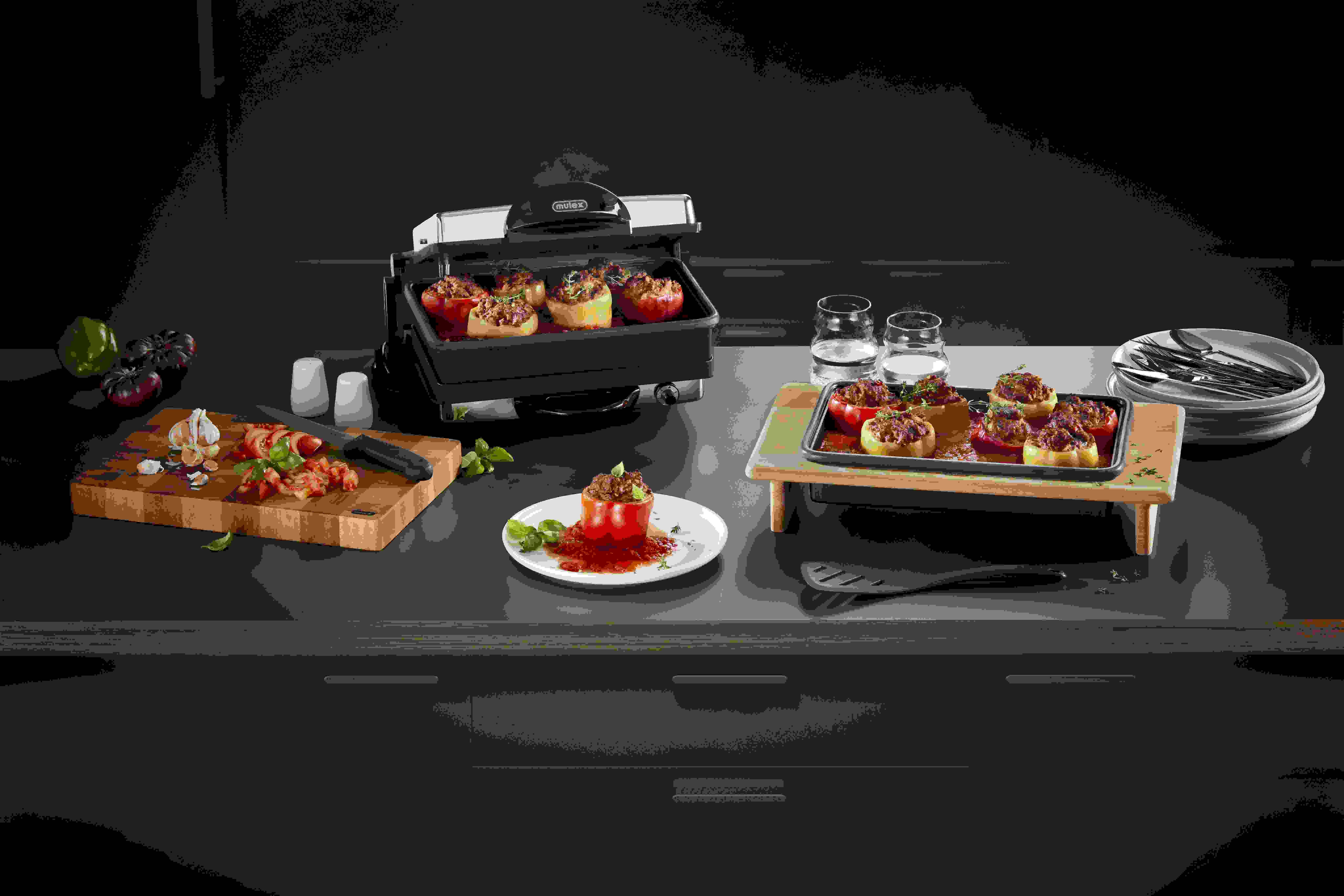 Kontaktgrill MX 355 inklusive Kasserolle und Silikonschutz + Glasdeckel