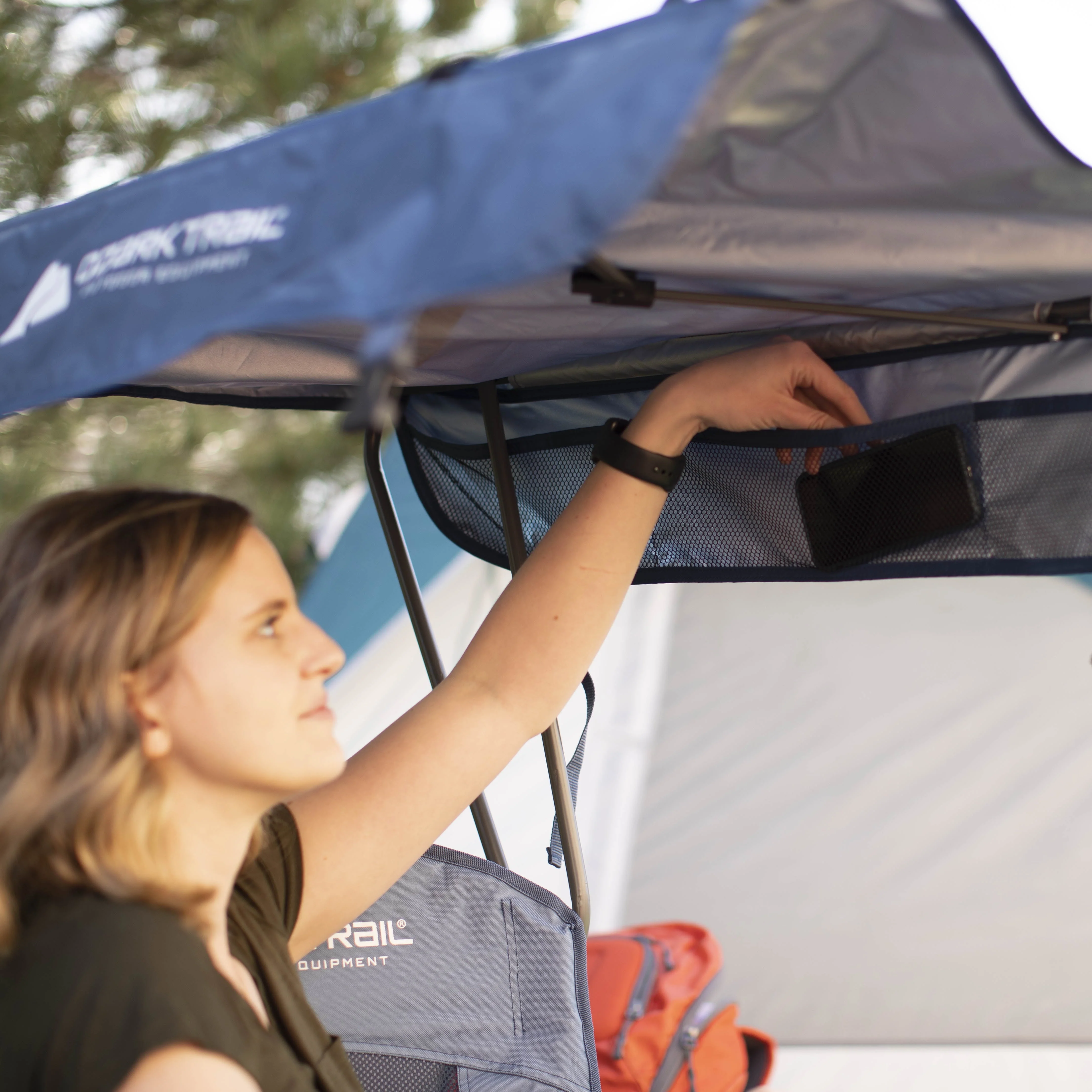 Ozark Trail Sand Island Shaded Canopy Camping Chair with Cup Holders