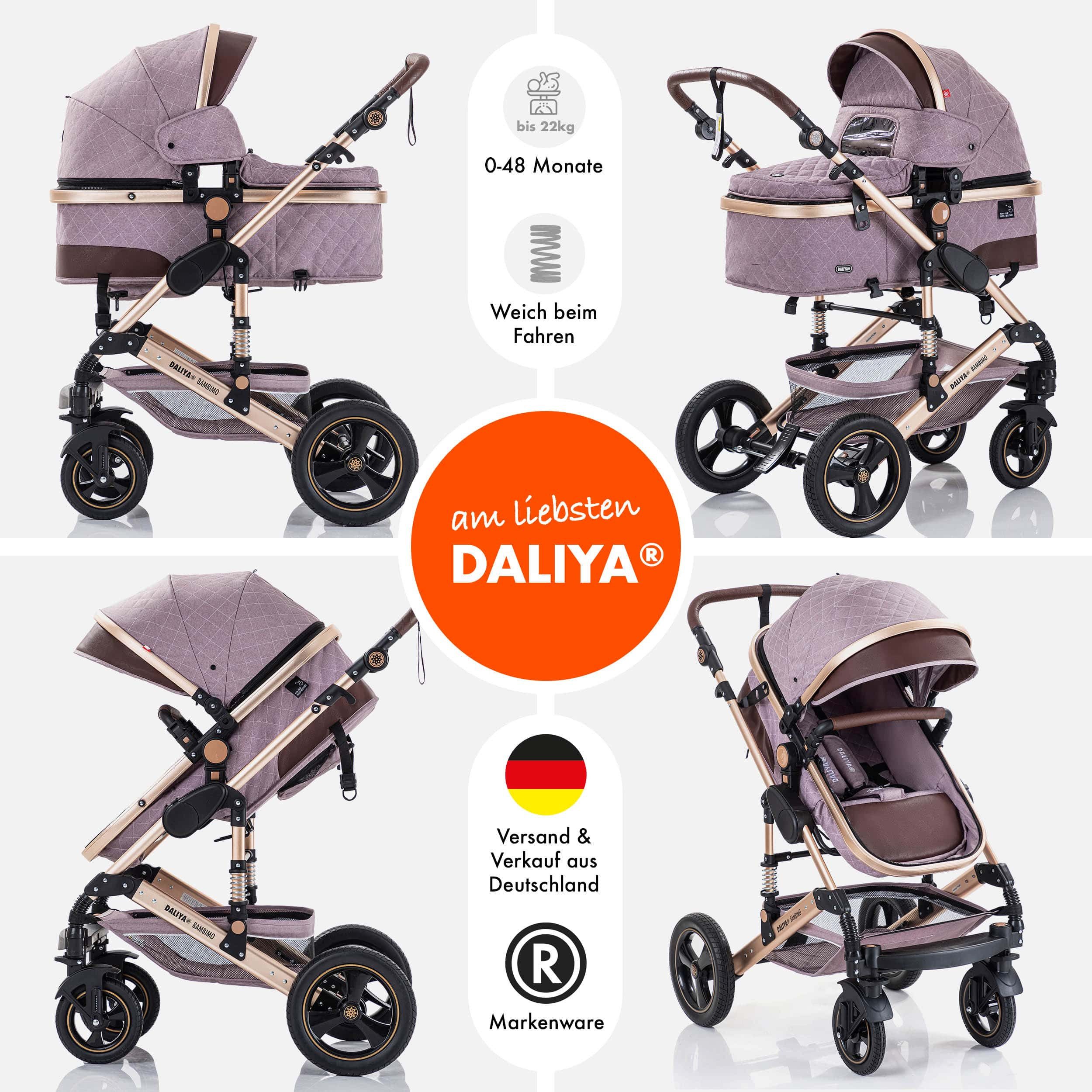 Kombi-Kinderwagen BAMBIMO 2in1 Kinderwagen & Buggy, Babywanne und Sportsitz, Alu-Rahmen