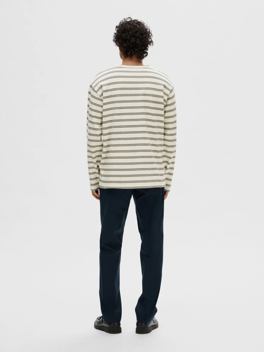 Selected Homme Shawn Stripe Crew , Egret