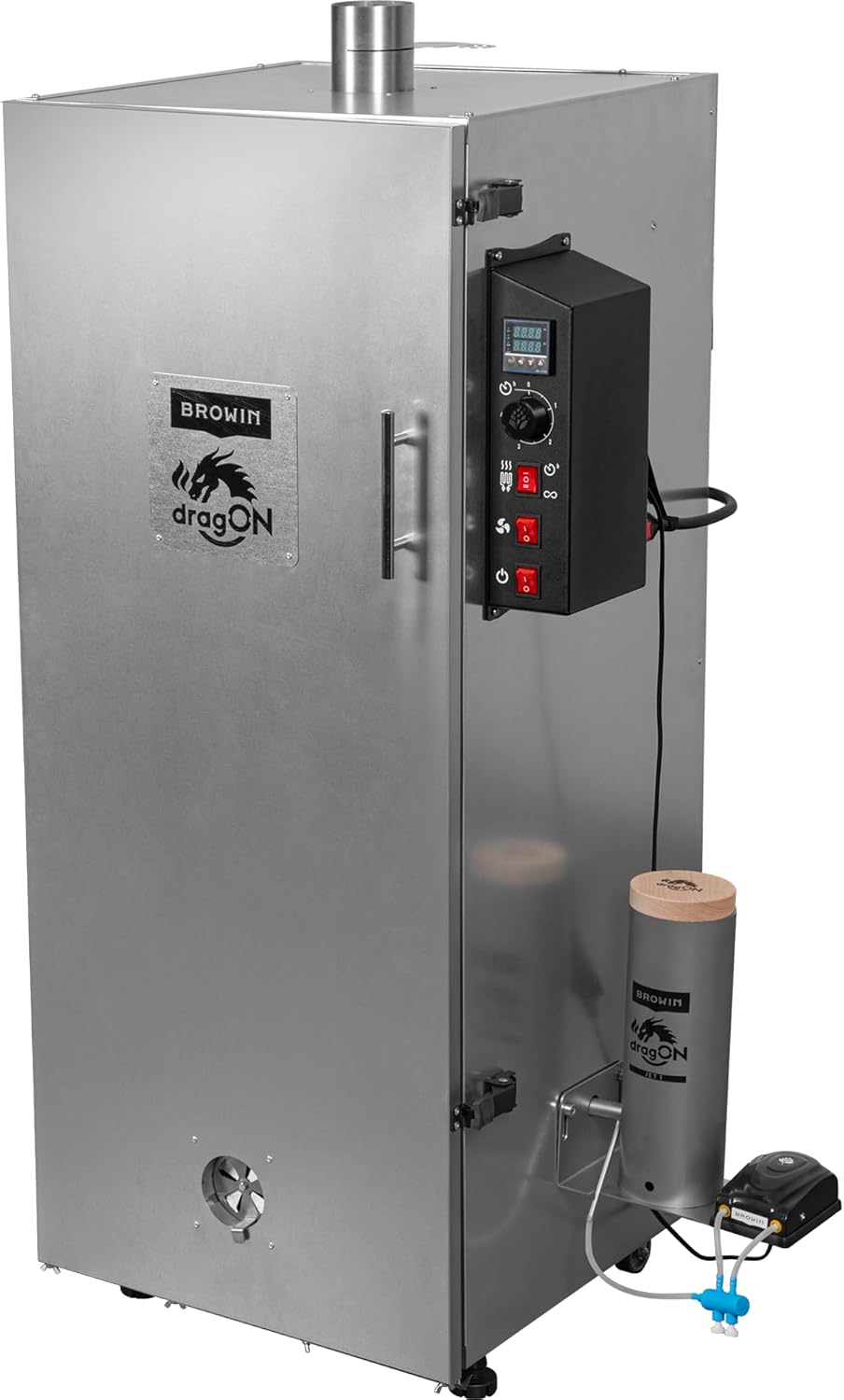 BROWIN dragON Räucherofen | Elektrisch | Stahl | 1500W | 220L Fassungsvermögen | 50x51x125cm | 49,1kg | Digitale Steuerung | Räucherset | 330350