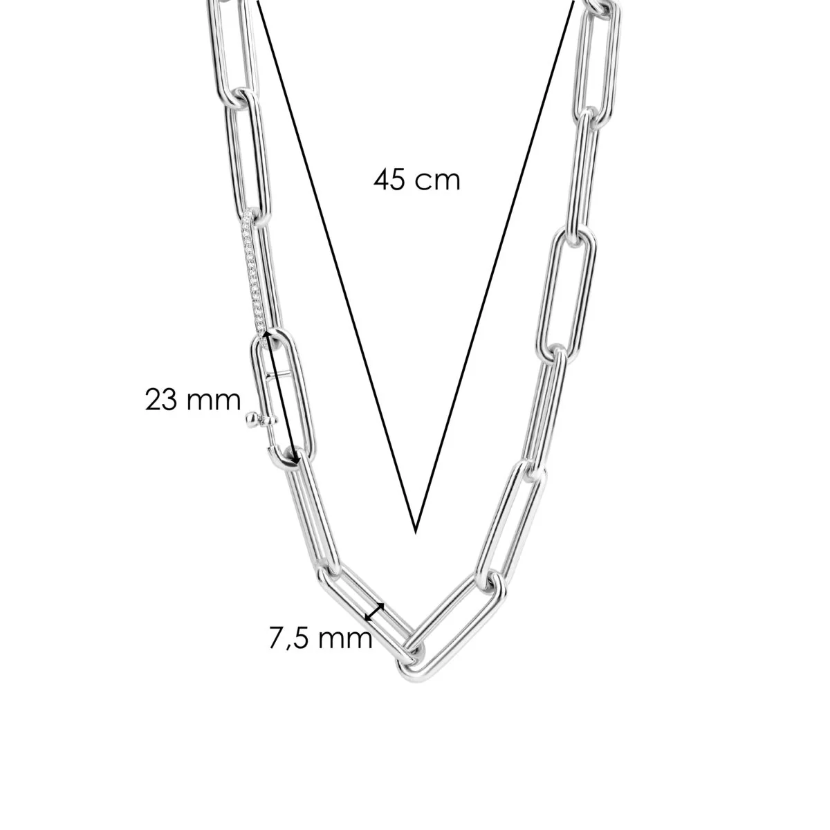 Collana Ti Sento Milano a maglie larghe argento rodiato bianco 3937ZI