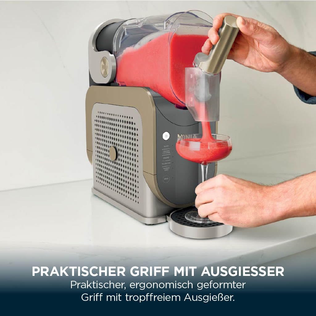 Ninja SLUSHi Maschine für Slush, Eis-Cocktails, Frappé, Milchshakes & gefrorenen Saft, ohne Eis oder Vorbereitungsaufwand, WhisperChill-Technology, fasst 1,9 L, Stone Gold, FS301EUSTGD