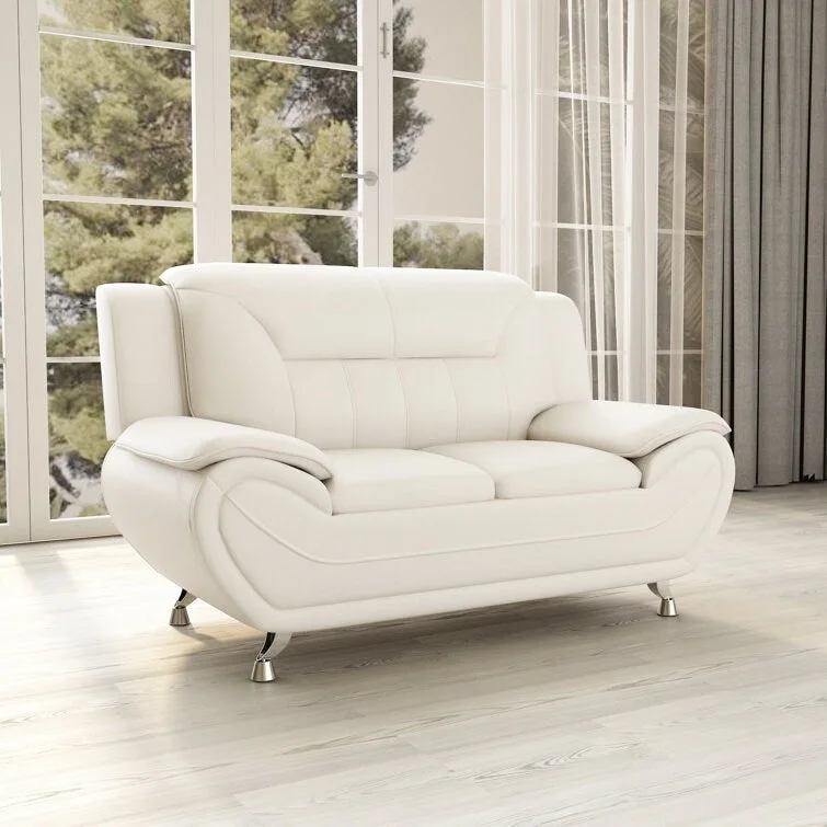 61.3-Inch Faux Leather Pillow Top Arm Loveseat