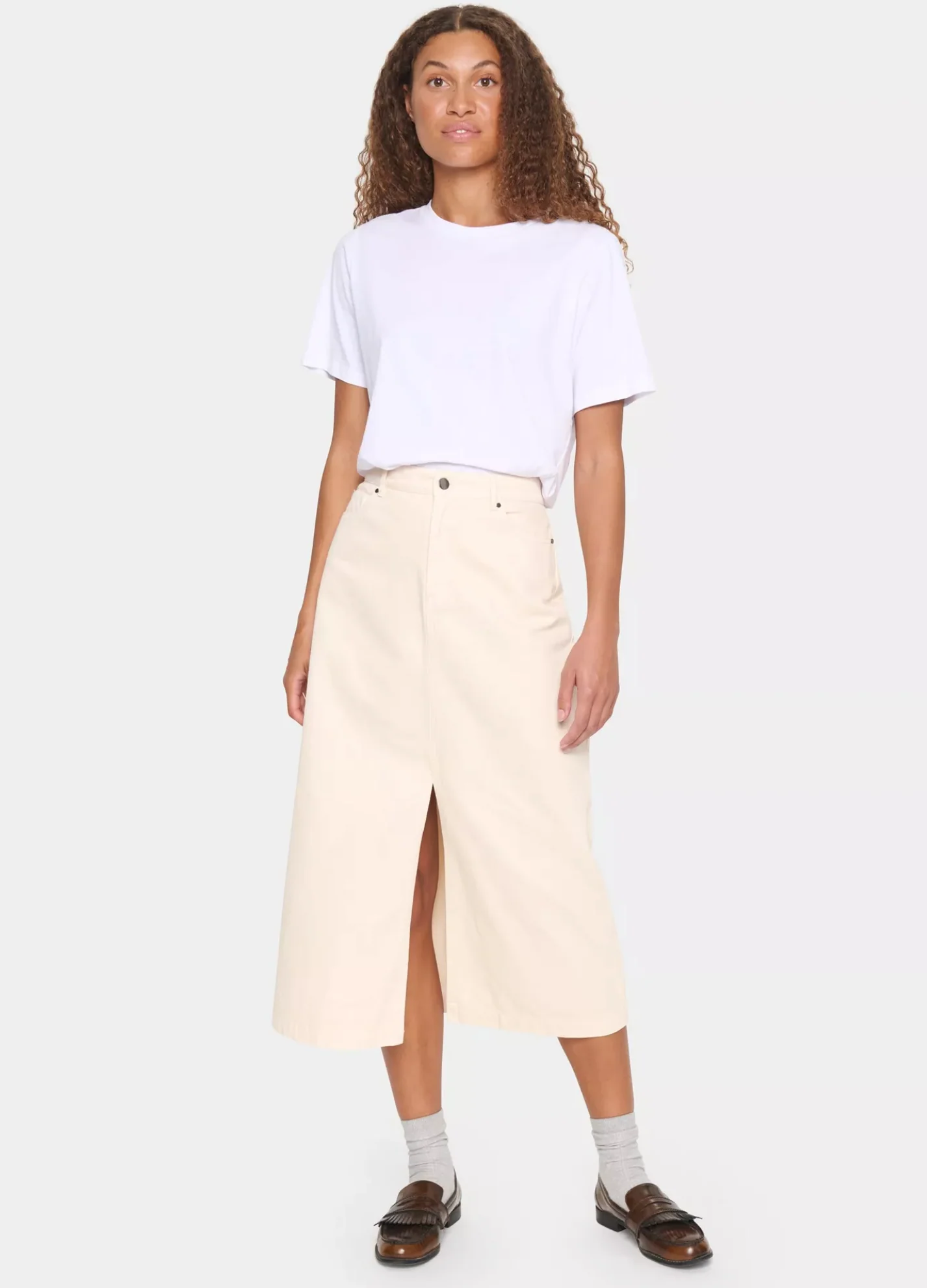 Saint Tropez Ilu Denim Skirt , Cream