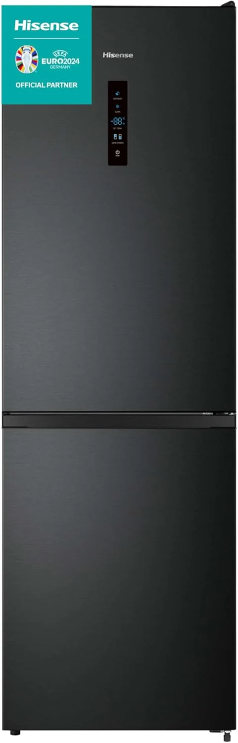 Hisense RB327N4ADD Koelvriescombinatie, EEK D, Total NoFrost, Verwisselbare Deurscharnieren, Flessenrek, 171 Liter Koelgedeelte, 85 Liter Vriesgedeelte, Roestvrijstalen look