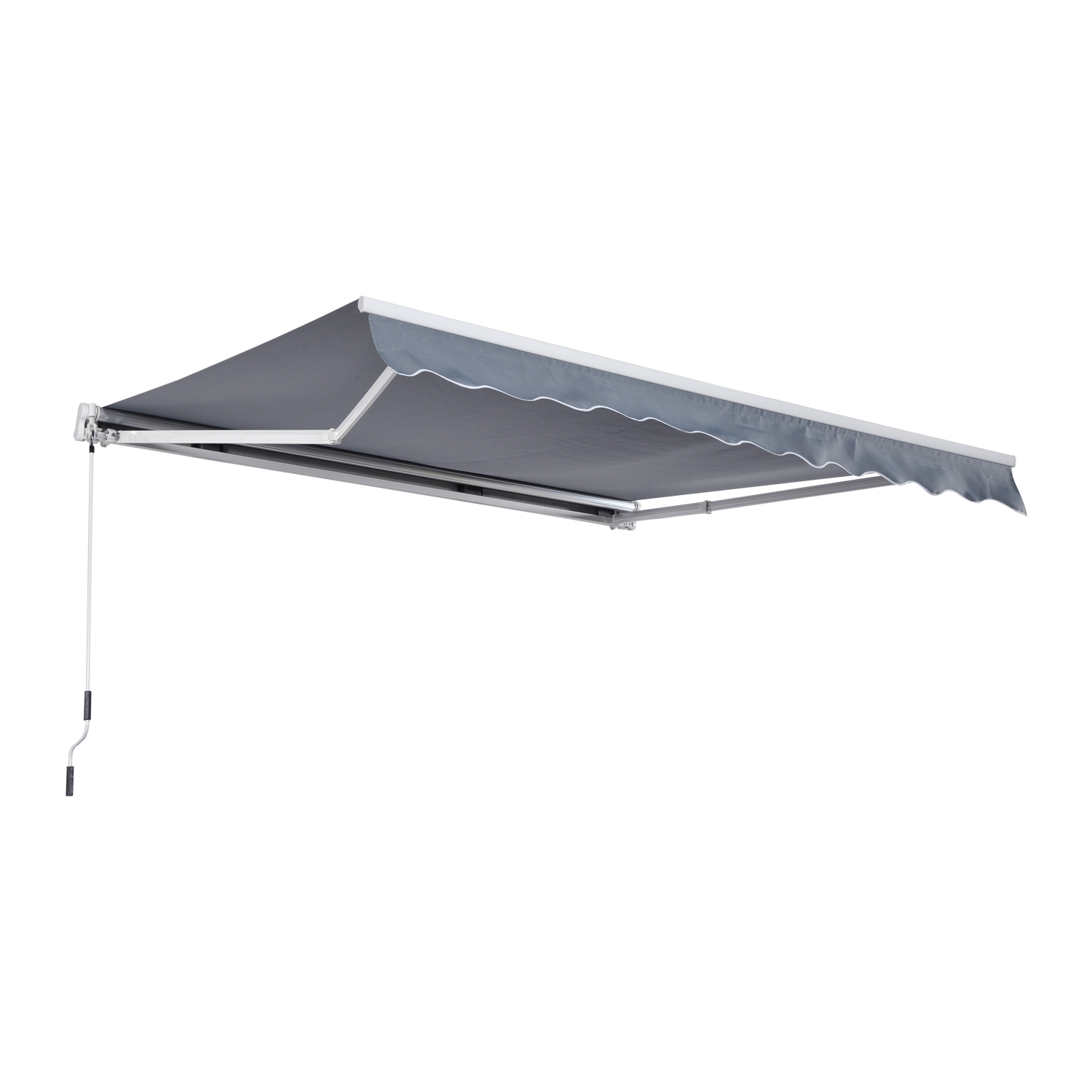 Outsunny Gelenkarmmarkise Verstellbare Klemmmarkise Terrassenmarkise 3,95 x 3m Sonnenschutz mit Kurbel, Balkonmarkise, Grau