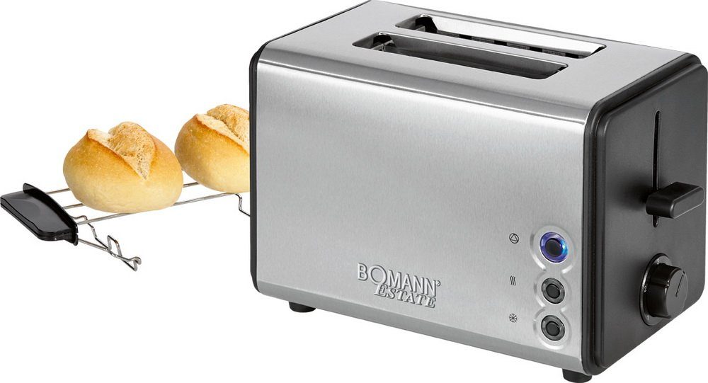 Toaster Edelstahl 2-Scheiben Toastautomat mit Brötchenaufsatz