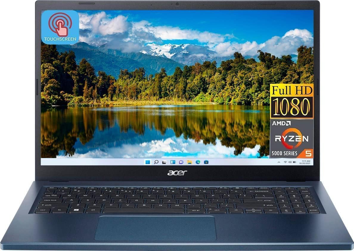 Acer Aspire 3 Laptop Laptop, Blau, 3 15.6'' Full HD IPS Touch Display, AMD Ryzen 5 7520U (Beat i7-1165G7), 8GB RAM DDR5