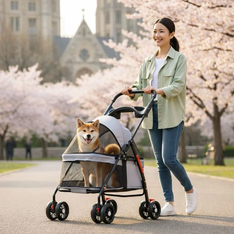 Foldable Pet Stroller �C Detachable Basket, 360�� Wheels & One-Hand Fold for Small Dogs & Cats