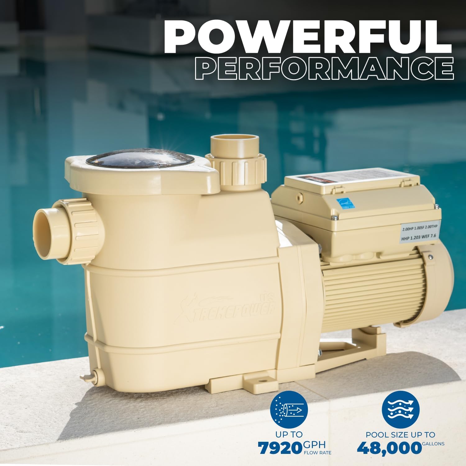 XtremepowerUS 2HP Pool Pump  Variable Speed Inground/Aboveground  Filter Energy Star Certified  1-1/2” & 2” Pipe Adapters