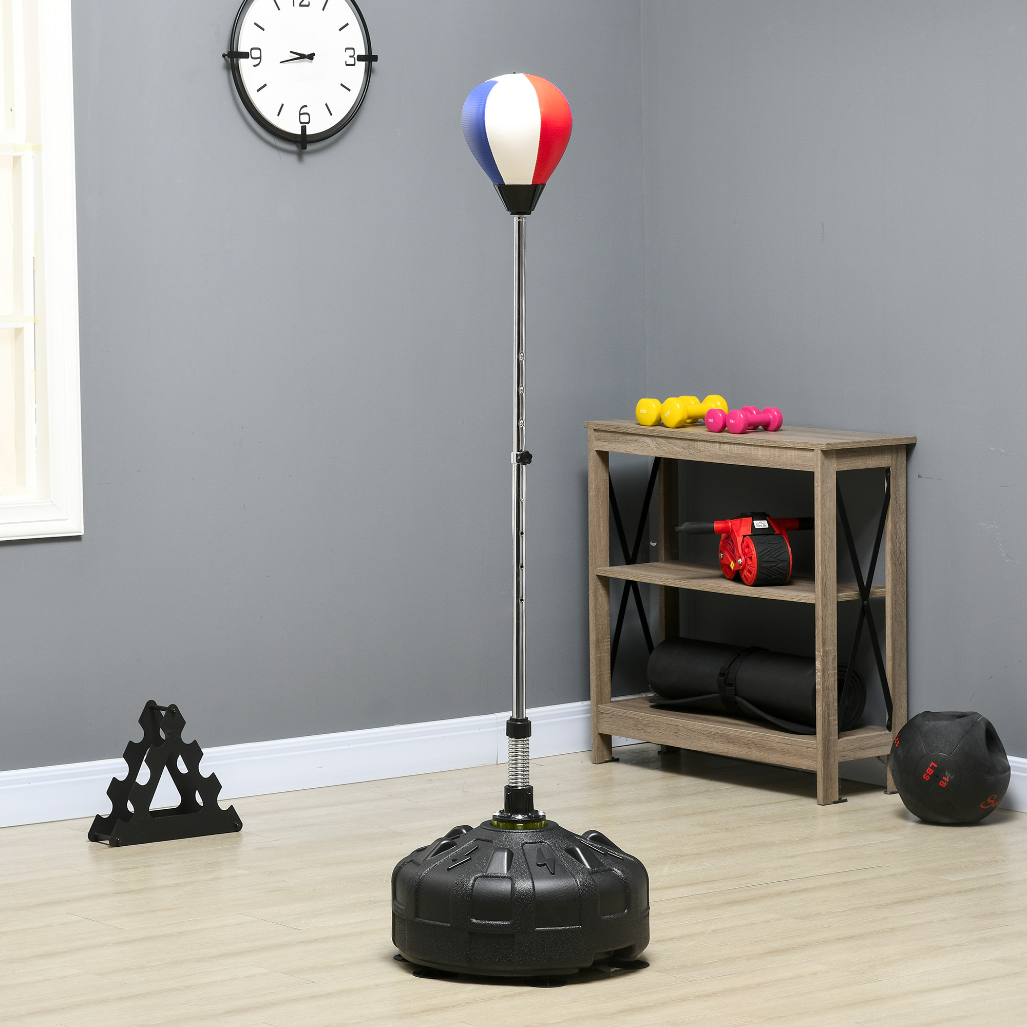 SPORTNOW Punchingball, höhenverstellbar 147-165cm, befüllbarer Standfuß, Stahl, Schwarz+Rot+Weiß