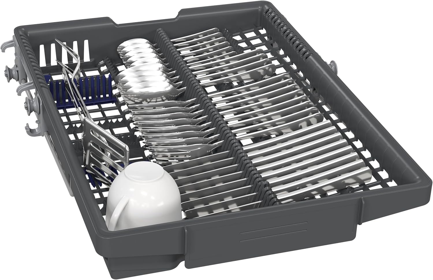 Siemens SR43ES25ME iQ300 Unterbau-Geschirrspüler, 45 cm, besonders leise, varioSpeed Plus, varioFlex Korbsystem und varioSchublade, autoOpen dry, aquaStop, Home Connect, Gebürsteter Stahl