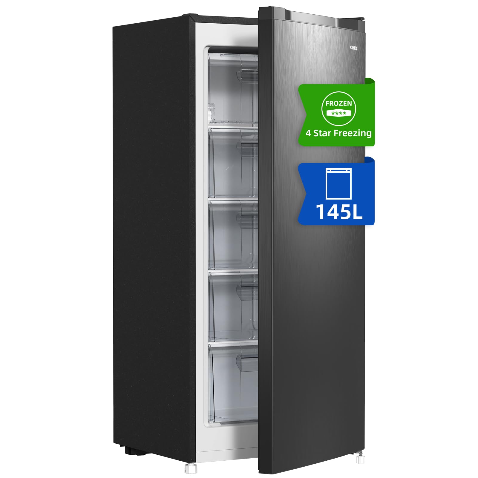 Gefrierschrank 145 L mit wechselbarem Türanschlag, 4-Sterne-Gefrieren, Modell FSD160D4E, schwarz