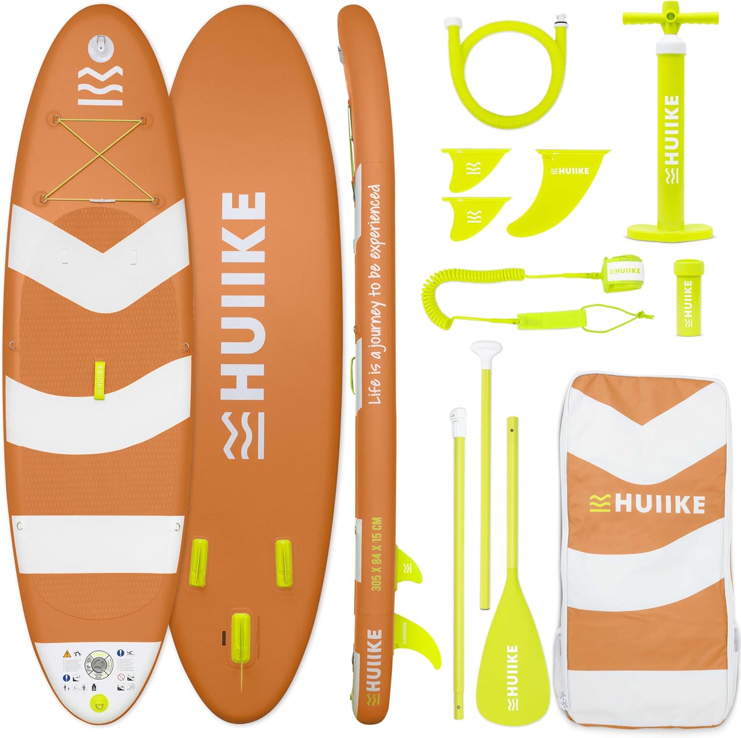 HUIIKE Tavola Sup Gonfiabile Adulti con Accessori Inclusi, Pagaia, Pinne, Pompa. Stand Up Paddle Board con Grande Stabilità e Resistenza. 305 x 84 x 15 cm, Carico Massimo 130 kg