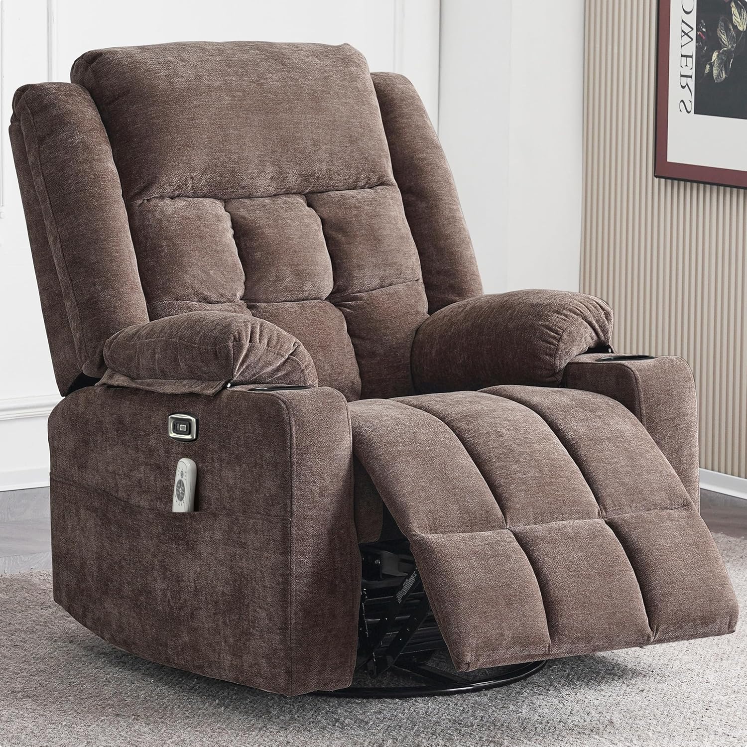 Power Swivel Rocker Recliner Chair with Massage and Heat