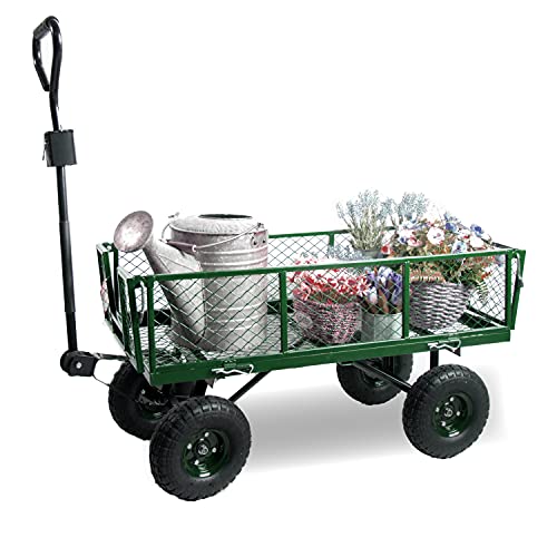 Backyard Expressions   Carrello da giardino pieghevole in acciaio a rete con lati rimovibili e 4 ruote da 25,4 cm (verde) : Amazon.it: Giardino e giardinaggio