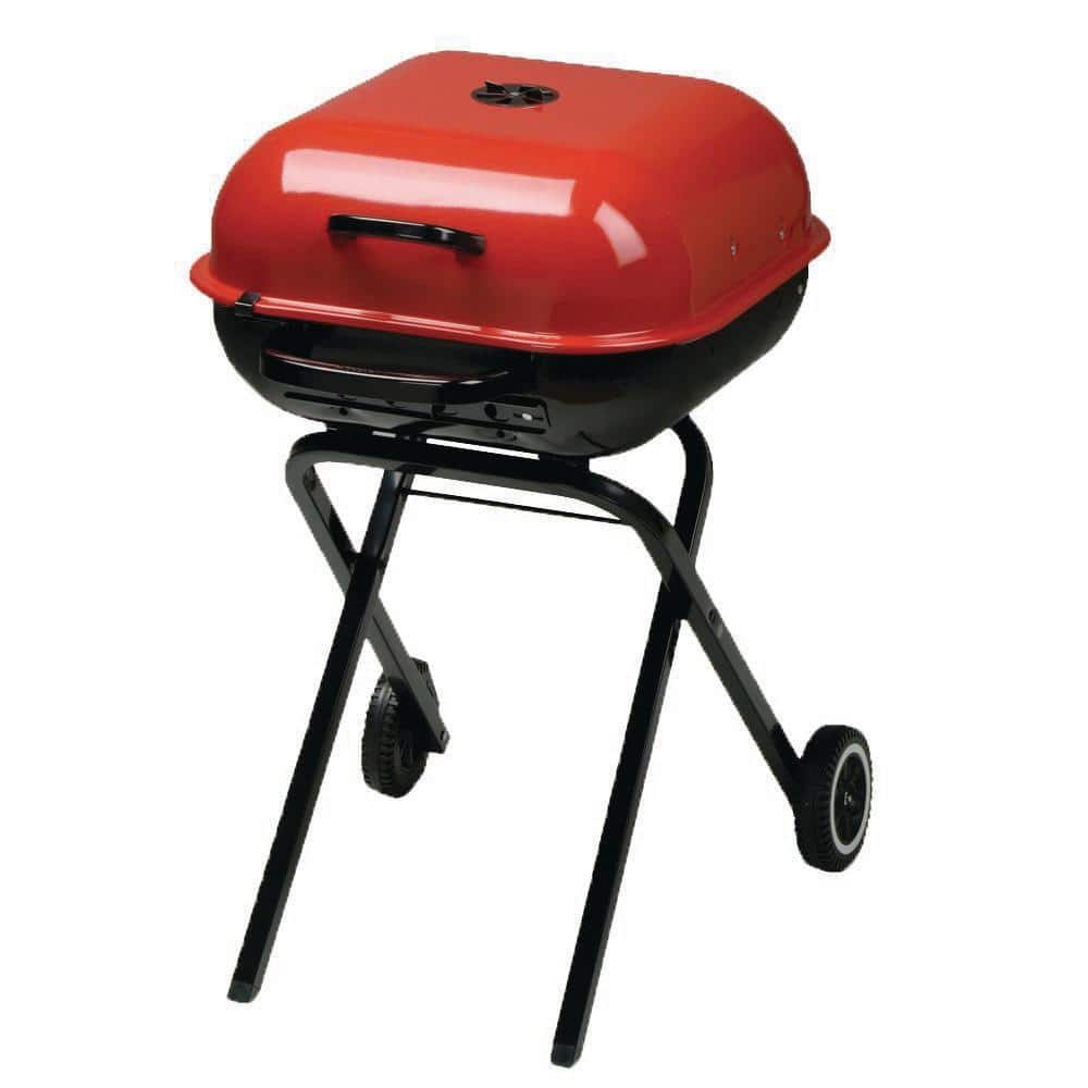 Americana Portable Red Charcoal Grill &ndash; Locking Design, Folding Legs, Easy Transport