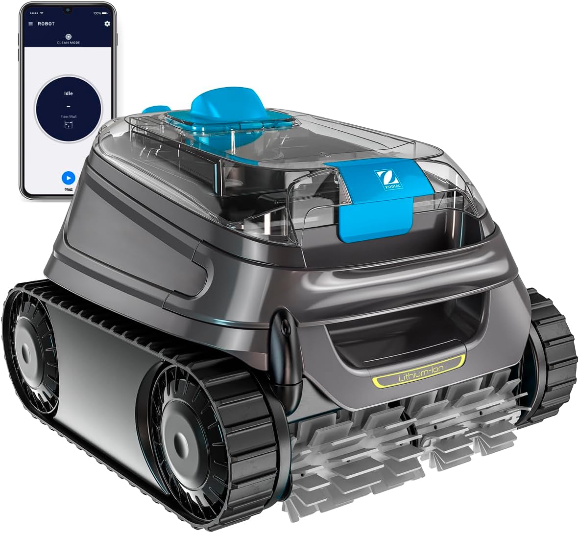 Zodiac Robot Elettrico per Piscina Freedom CNX-Li 52 IQ, per Piscine Fino a 10x5m. Batteria al Litio, Base di Ricarica, filtrazione fine e connettività Tramite App i AquaLink