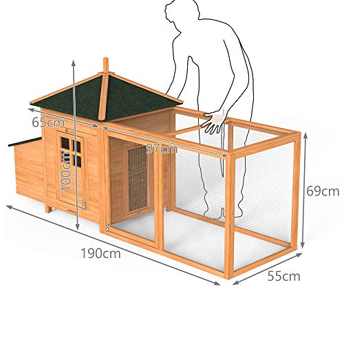 VOUNOT Pollaio in Legno, Pollaio per Galline ovaiole da Esterno, 190 x 100 x 55cm : Amazon.it: Commercio, Industria e Scienza