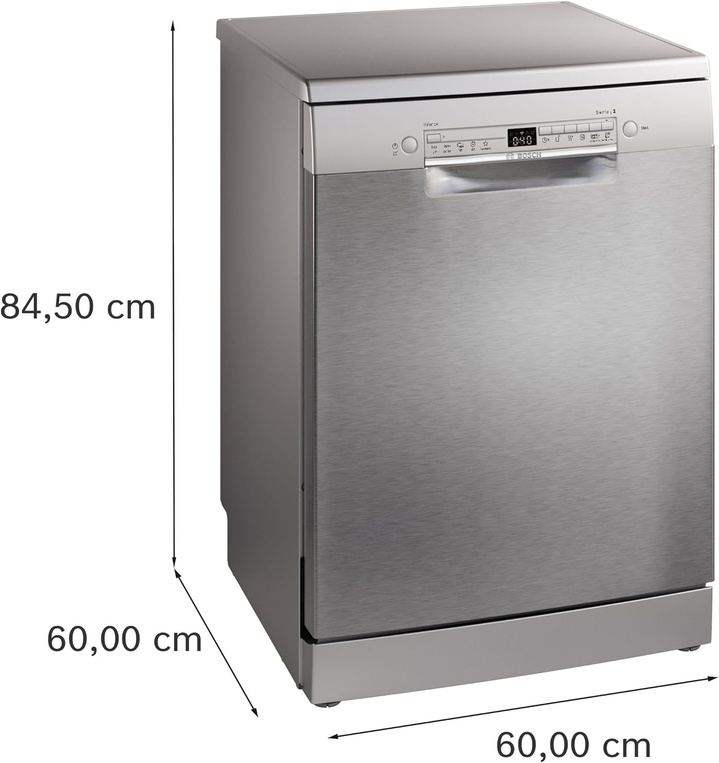 Bosch SMS2HTI06E Serie 2, Lavastoviglie Smart da libera installazione, 13 coperti, Cestelli personalizzabili, Motore Eco EcoSilence Drive, Acciaio spazzolato anti-impronta, 60 cm.