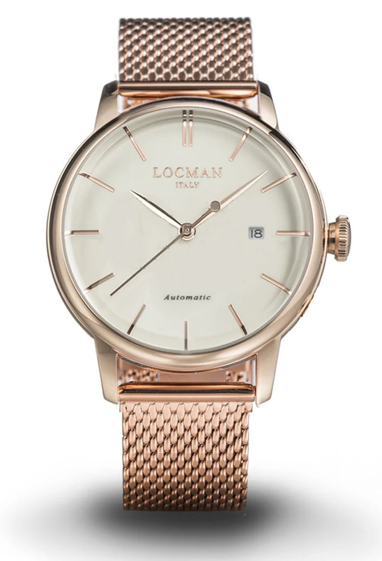 Locman 1960 automatico avorio dorato rosa maglia milano 0255R05R-RRAVRGBR