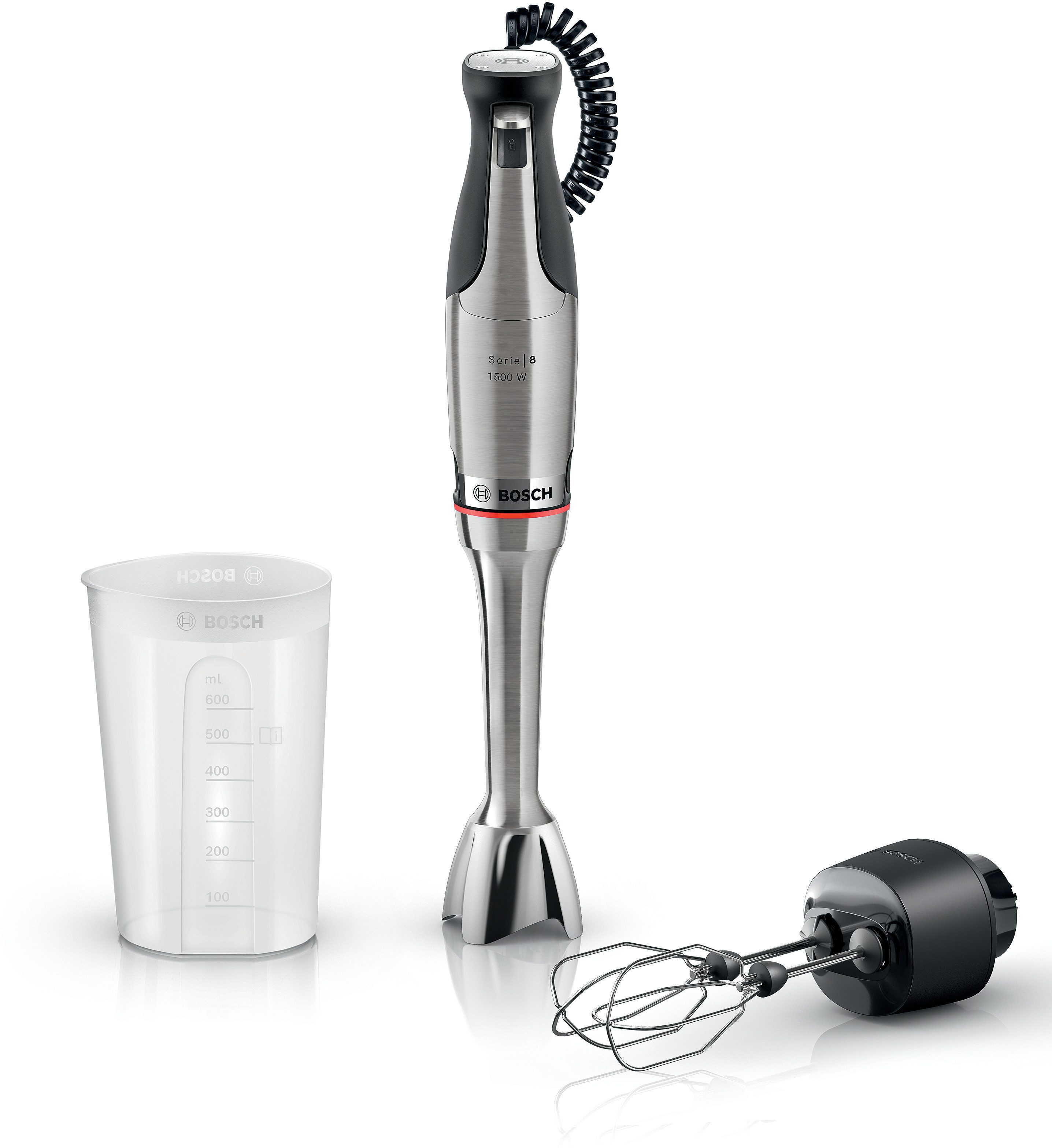 Stabmixer ErgoMaster Serie 8, MSM8M914, Doppelschneebesen, Spiralkabel, Becher