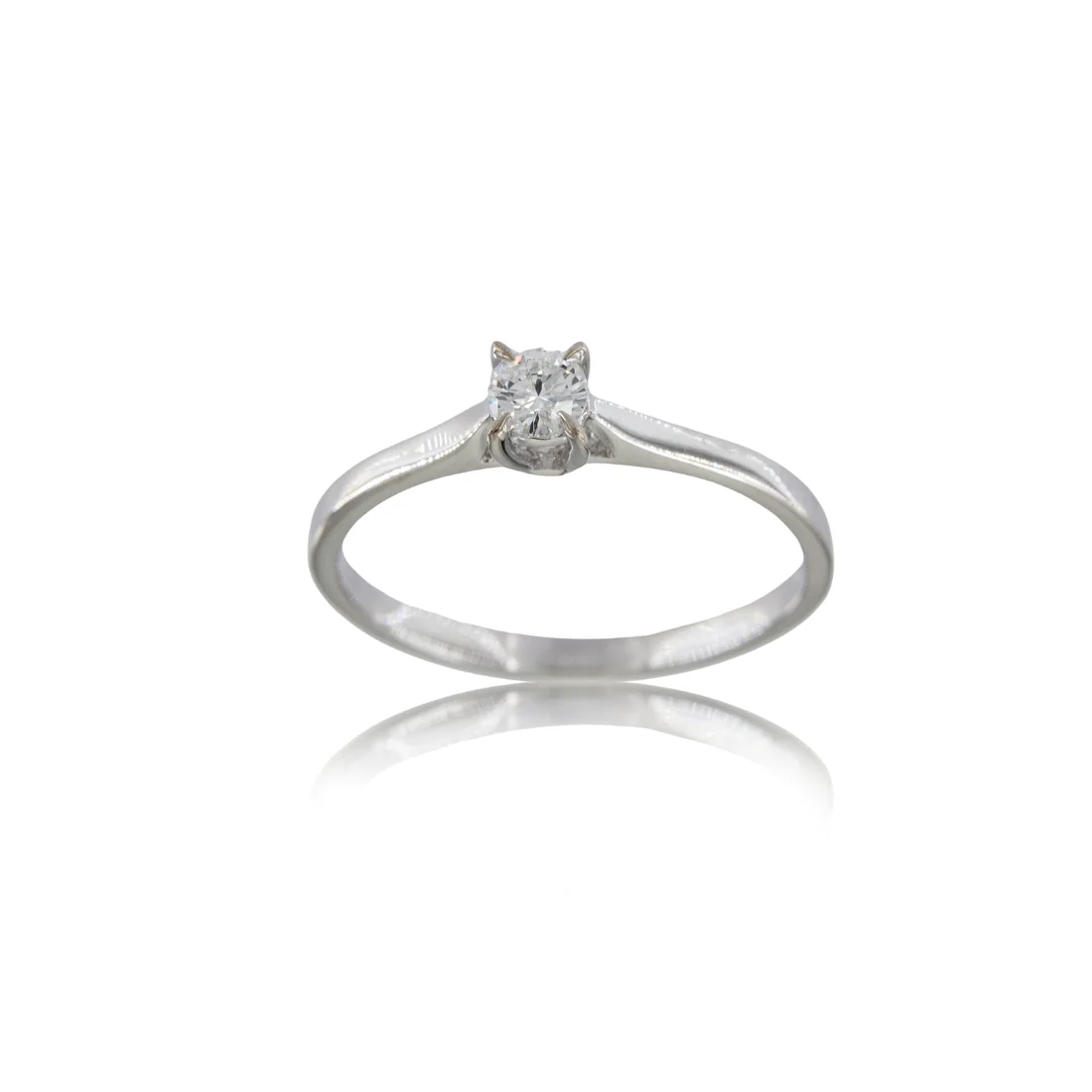Solitario a griff in oro bianco 750/��� e brillante ct 0,20