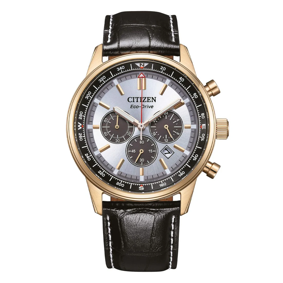 Orologio Citizen OF Aviator crono dorato cinturino in pelle nera CA4723-03A