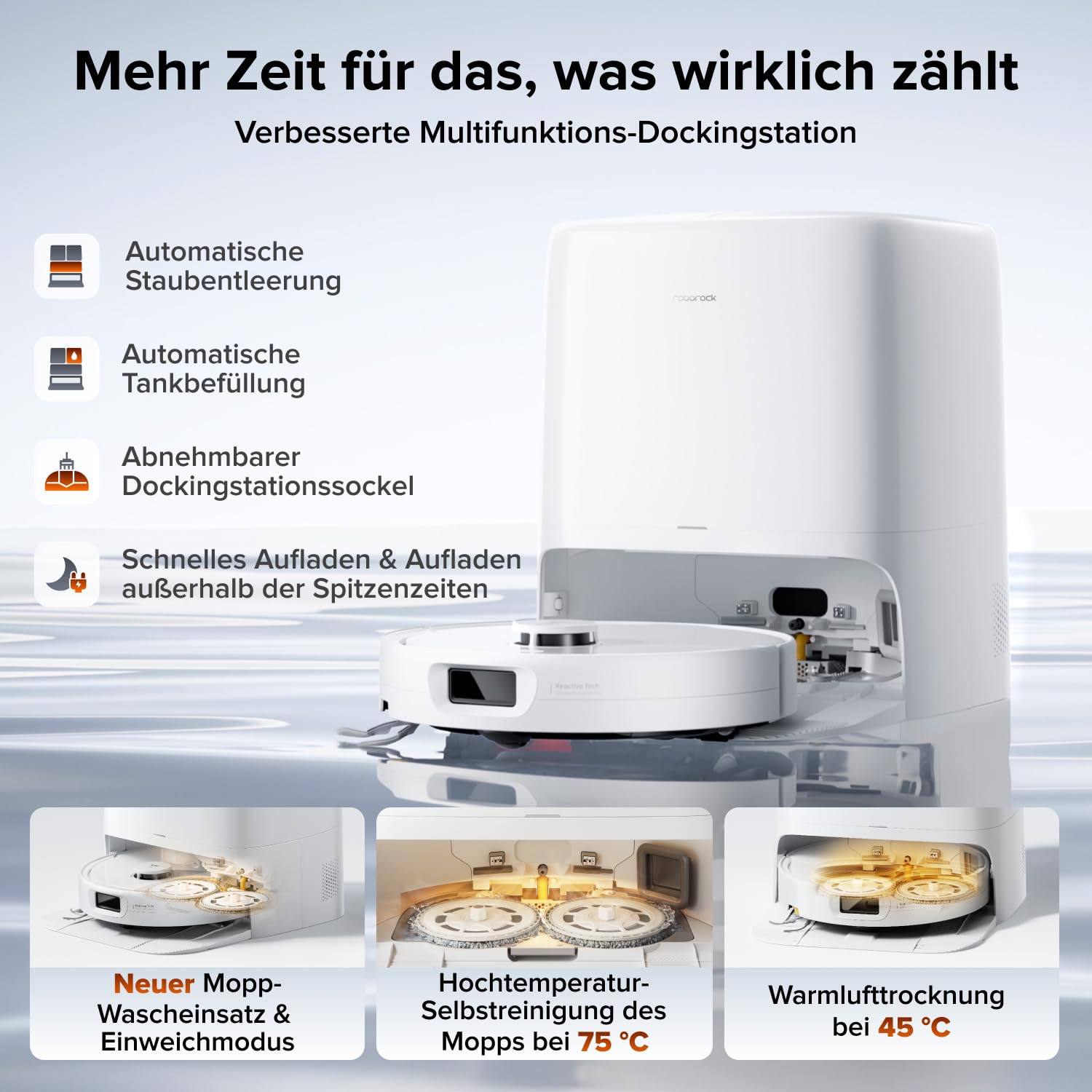 Saugroboter mit Wischfunktion Qrevo 2 Pro, 25.000 Pa Saugkraft, Absaugstation mit Heißwasserwischen und 75°C Moppreinigung