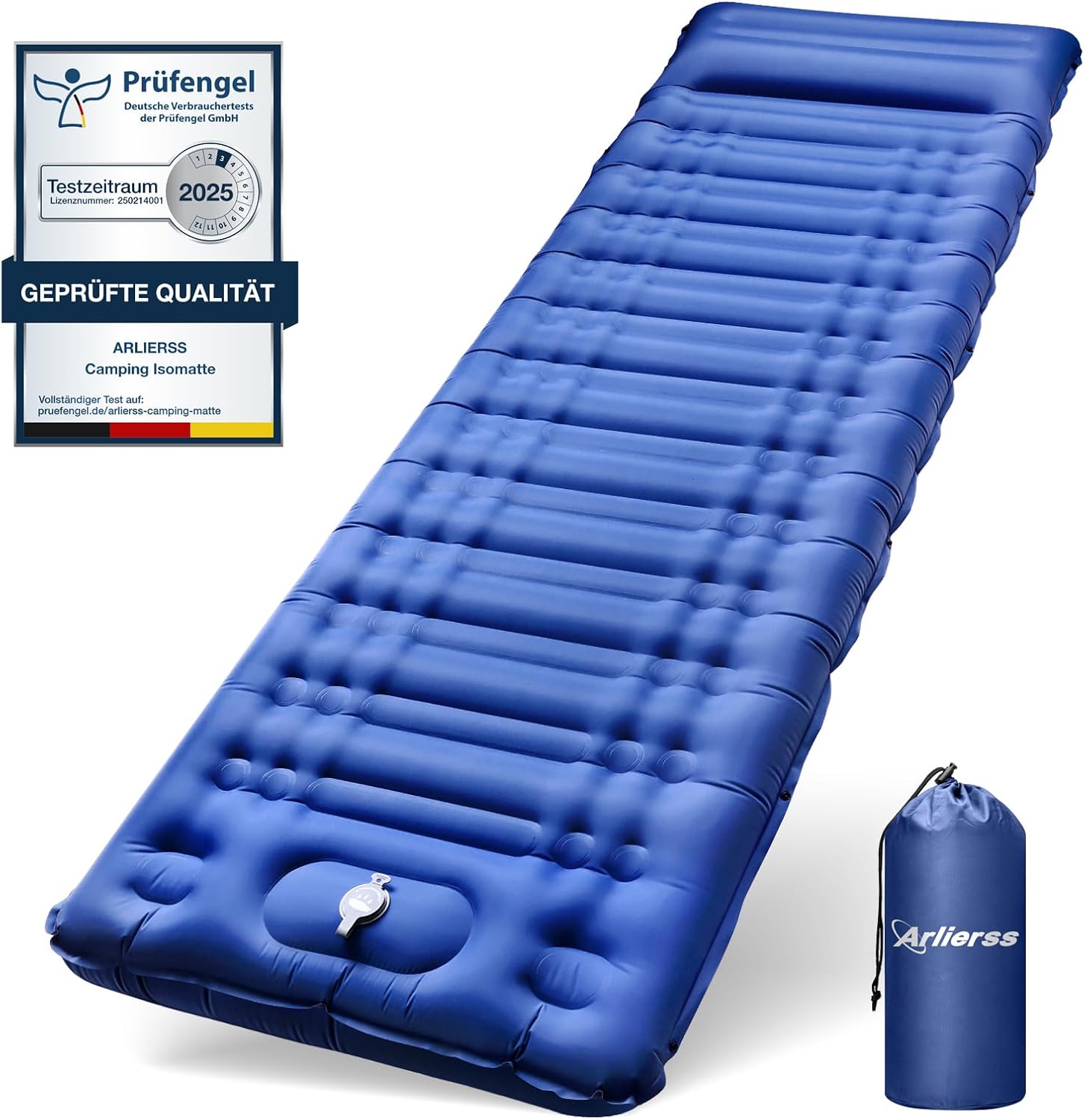Arlierss Materassino da Campeggio,Materassino Gonfiabile Extra Spessore da 12 cm con Cuscino, Materassino Autogonfiabile Ultraleggero&Impermeabile, Adatto per Trekking,Backpacker,Tenda,Spiaggia