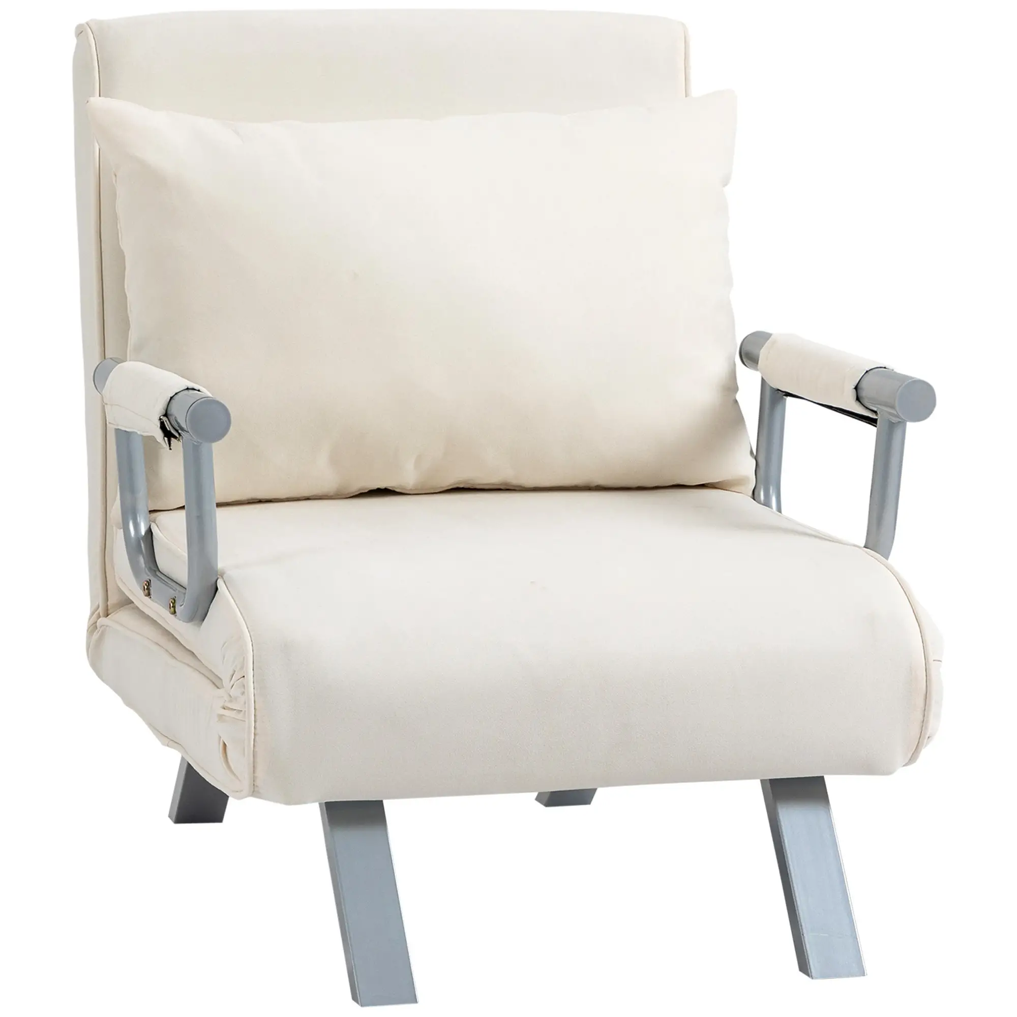HOMCOM Schlafsessel Schlafsofa 5-fach verstellbar cremeweiß