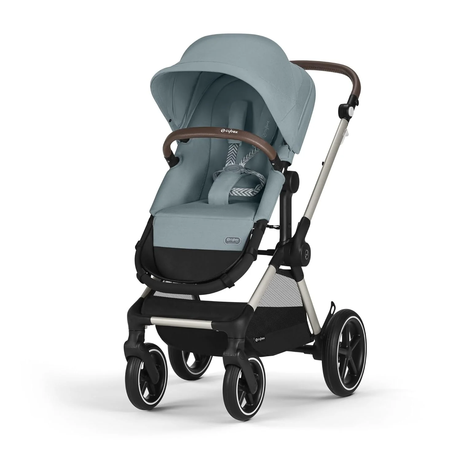 CYBEX Gold Kinderwagen EOS Lux 2-in-1 mit Babyschale Aton B2 i-Size und Babyschalen-Adapter, Reisesystem, Ab Geburt bis 22 kg (ca. 4 Jahre), Moon Black (Schwarz)