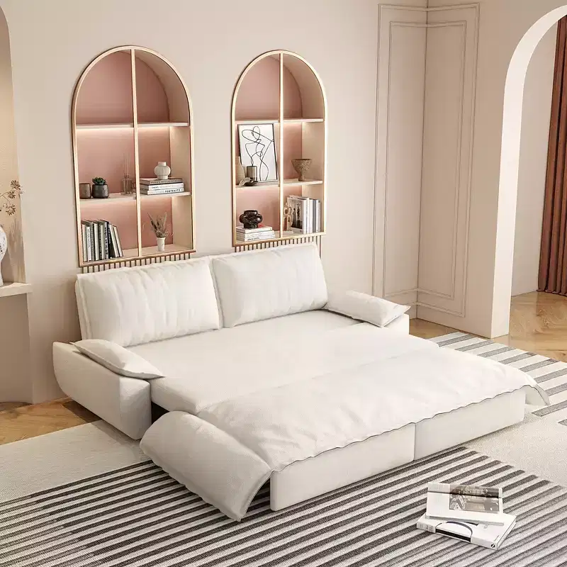 3-in-1 Convertible Queen Sleeper Sofa with Velvet Upholstery