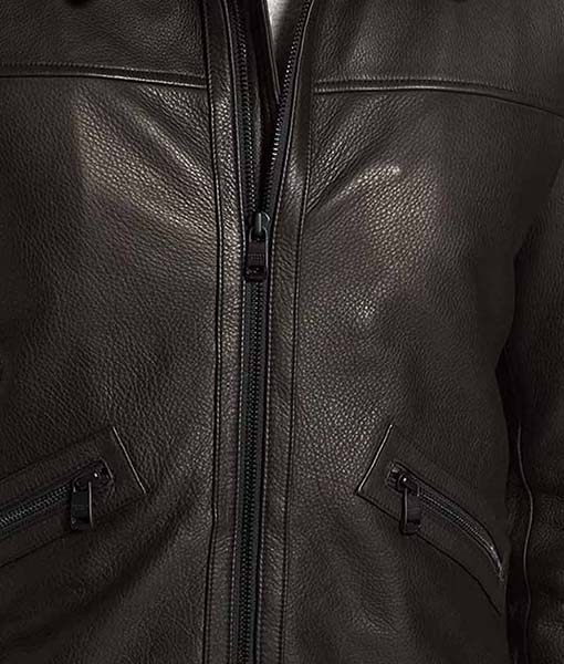Mens Black Leather Shearling Jacket