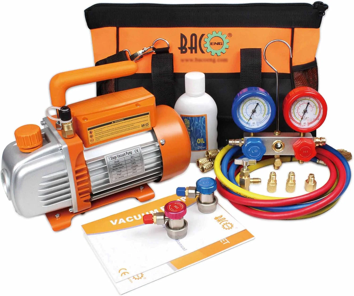 BACOENG Vacu��mpomp airconditioning set voor HVAC/Auto AC koudemiddel vulling, airconditioning auto vulset ideaal voor R134A R410A R407C R32