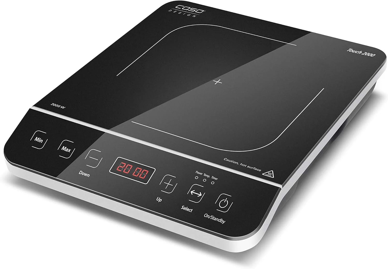 CASO Touch 3500 dubbele mobiele inductiekookplaat, veiligheidsschakelaar, 60-240��C, 6 standen, timer 180 min., pannen tot 26 cm, 3500 watt, glaskeramiek