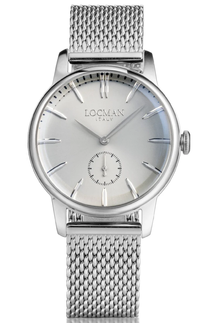 Locman 1960 37mm silver piccoli secondi maglia milano 0257A06A-00AGNKB0