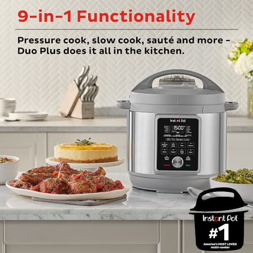 Instant Pot Duo Plus, 6 Quart Whisper Quiet 9 in 1 Electric Pressure Cooker, Slow Rice Steamer, Sauté, Yogurt Maker, Warmer & Sterilizer, Free App with 800  Recipes, Stainless Steel : Home & Kitchen
