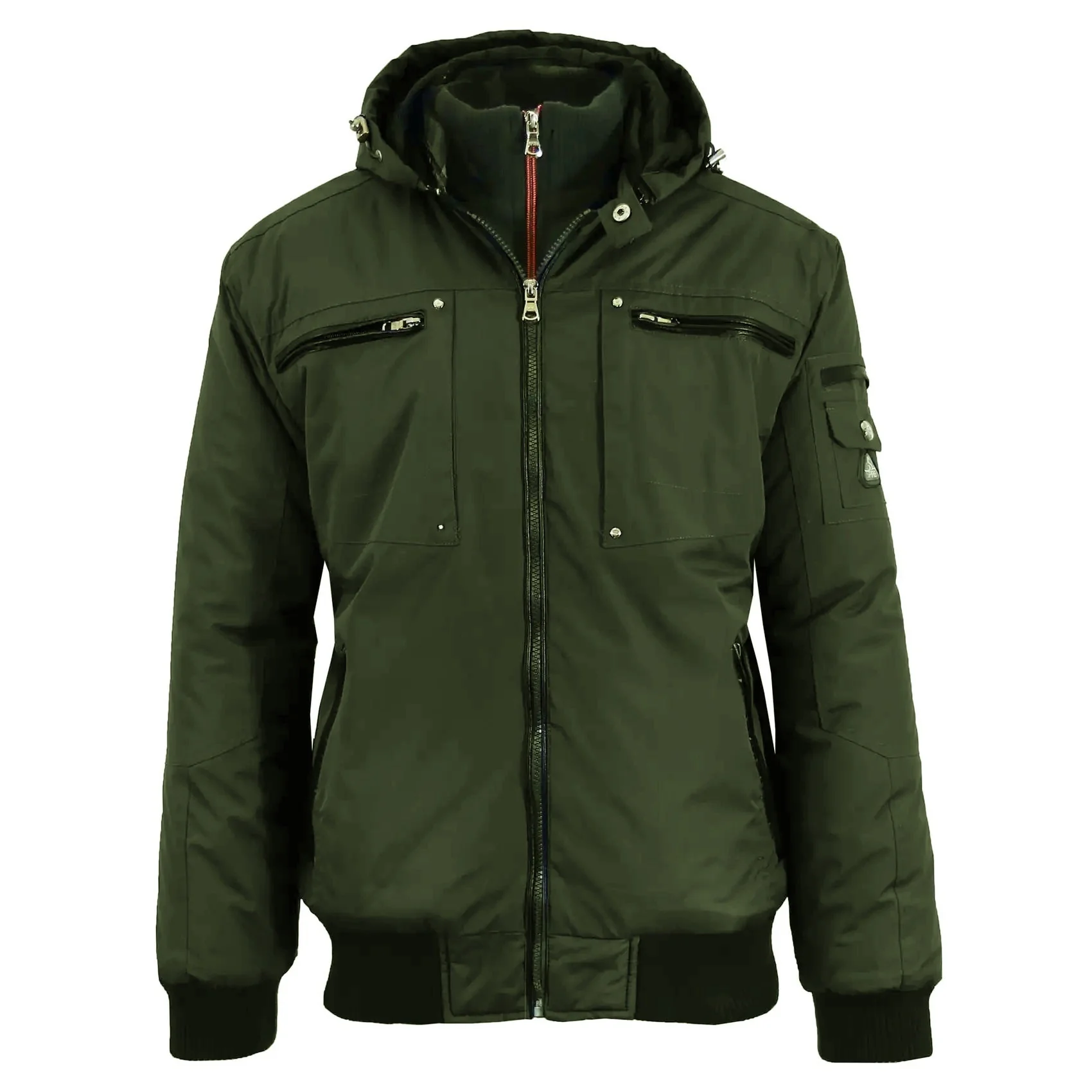 12 Pack Men's Heavyweight Motorcycle Bomber Jacket - Olive