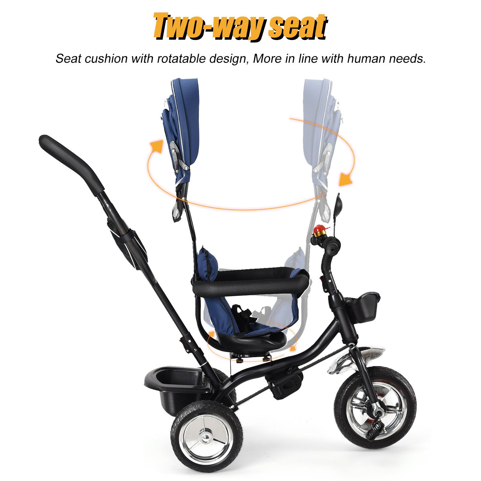 Dreirad-Kinderwagen Dreirad 4 in1 Kinderdreirad Kinder Fahrrad mit Schubstange