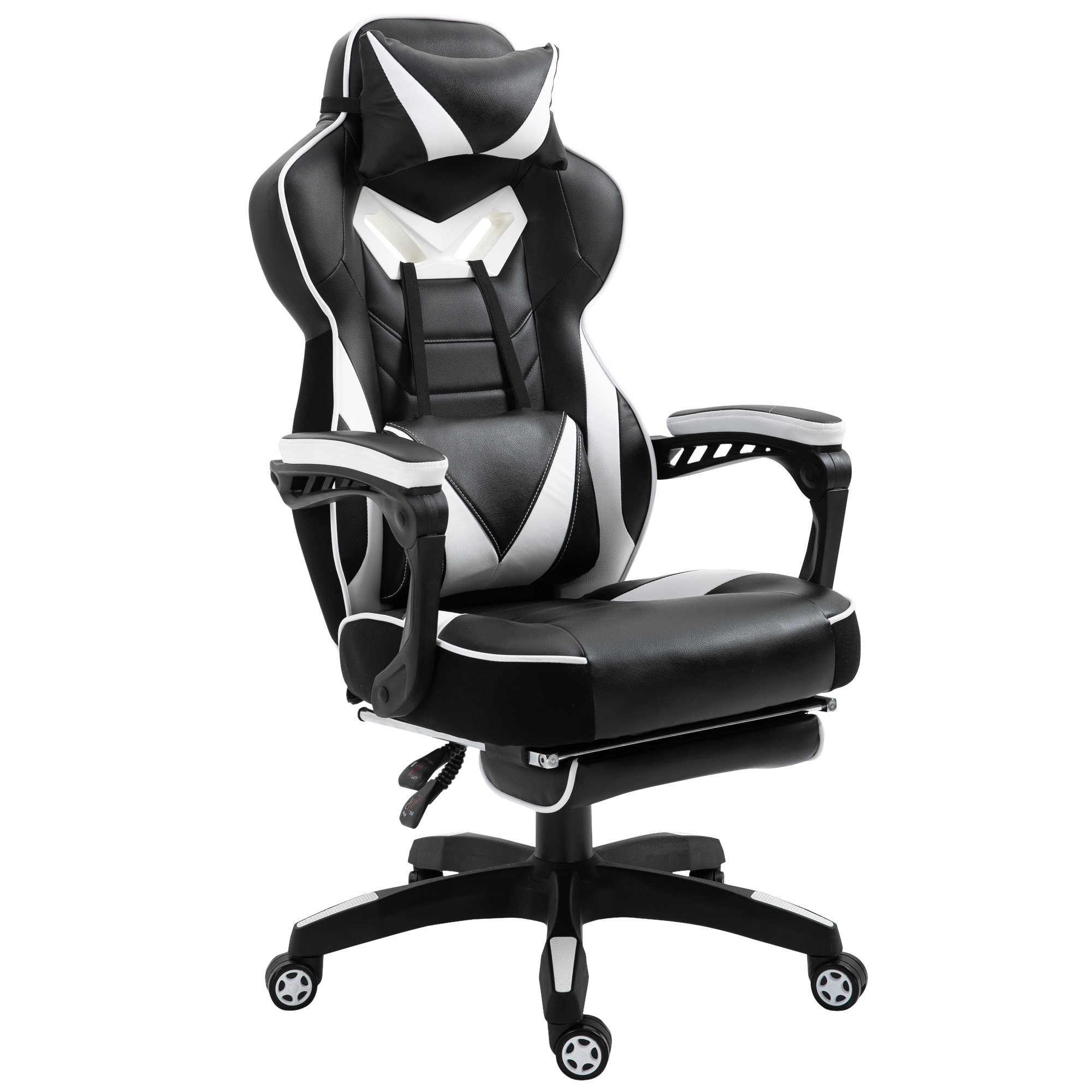 Vinsetto® Gamingstuhl Gamingsessel Fußstütze Liegefunktion Weiß Schwarz