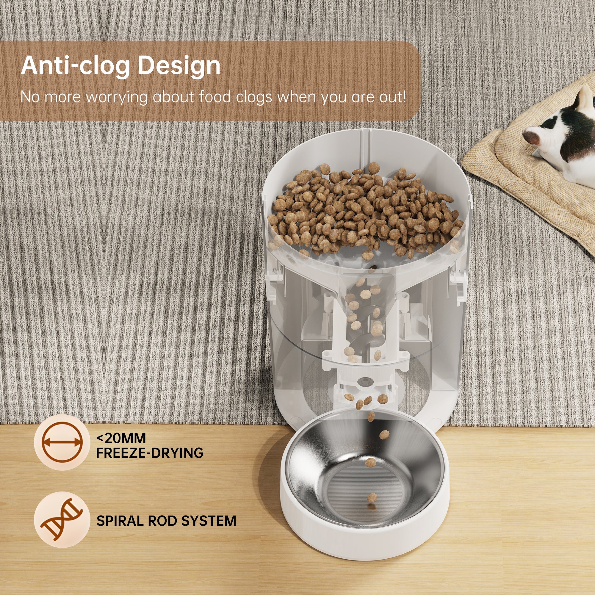 4L Automatic Pet Feeder �C App-Controlled with Scheduling & Battery Backup